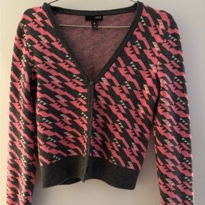 Aqua hot pink and grey cashmere cardigan. So soft for cuddle season!